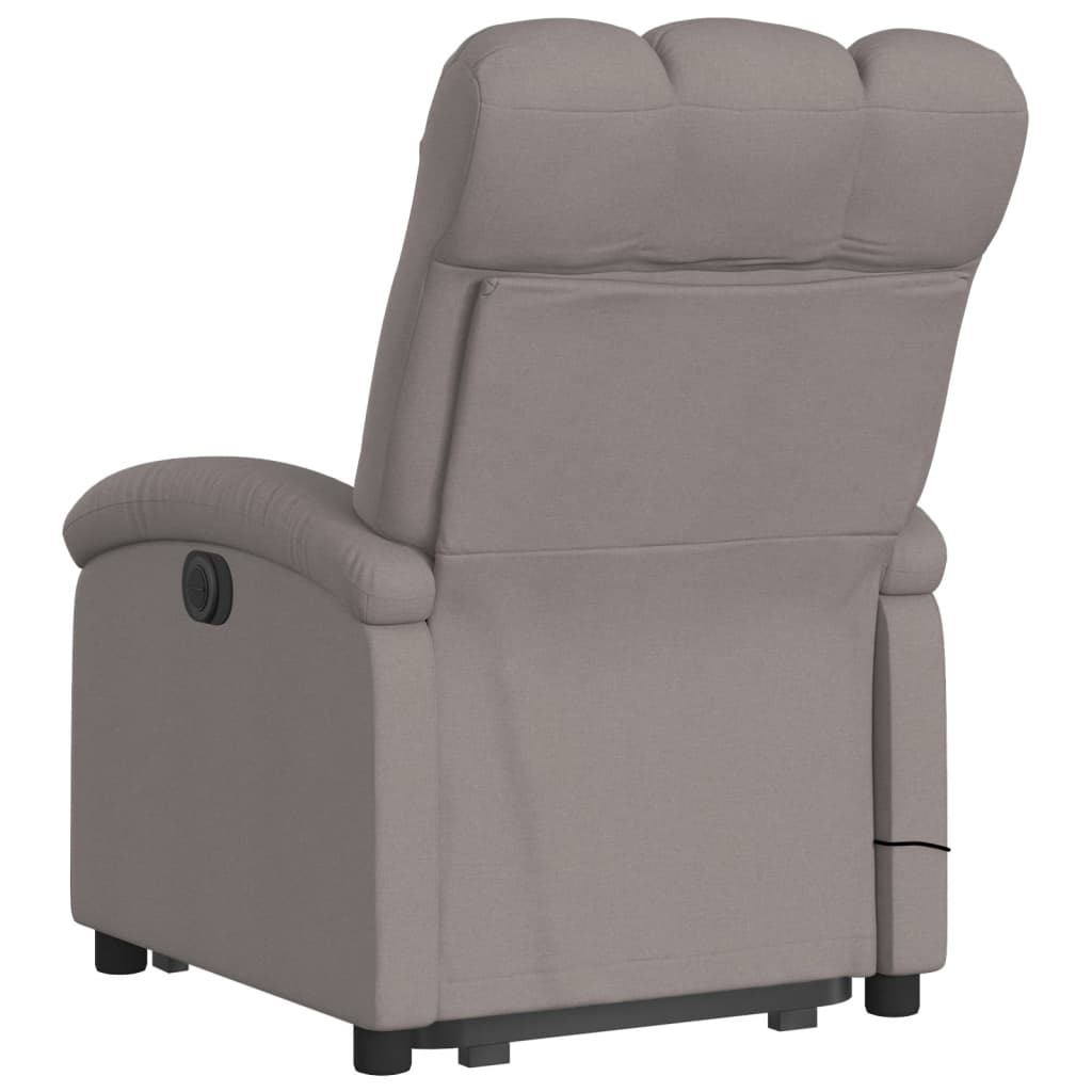 vidaXL Sillón reclinable de masaje elevable tela gris taupé