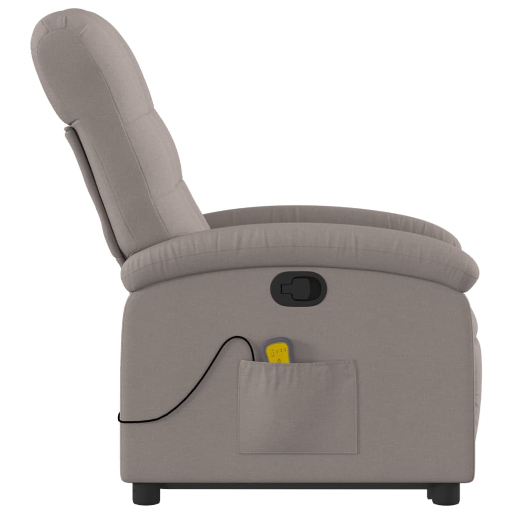 vidaXL Sillón reclinable de masaje elevable tela gris taupé