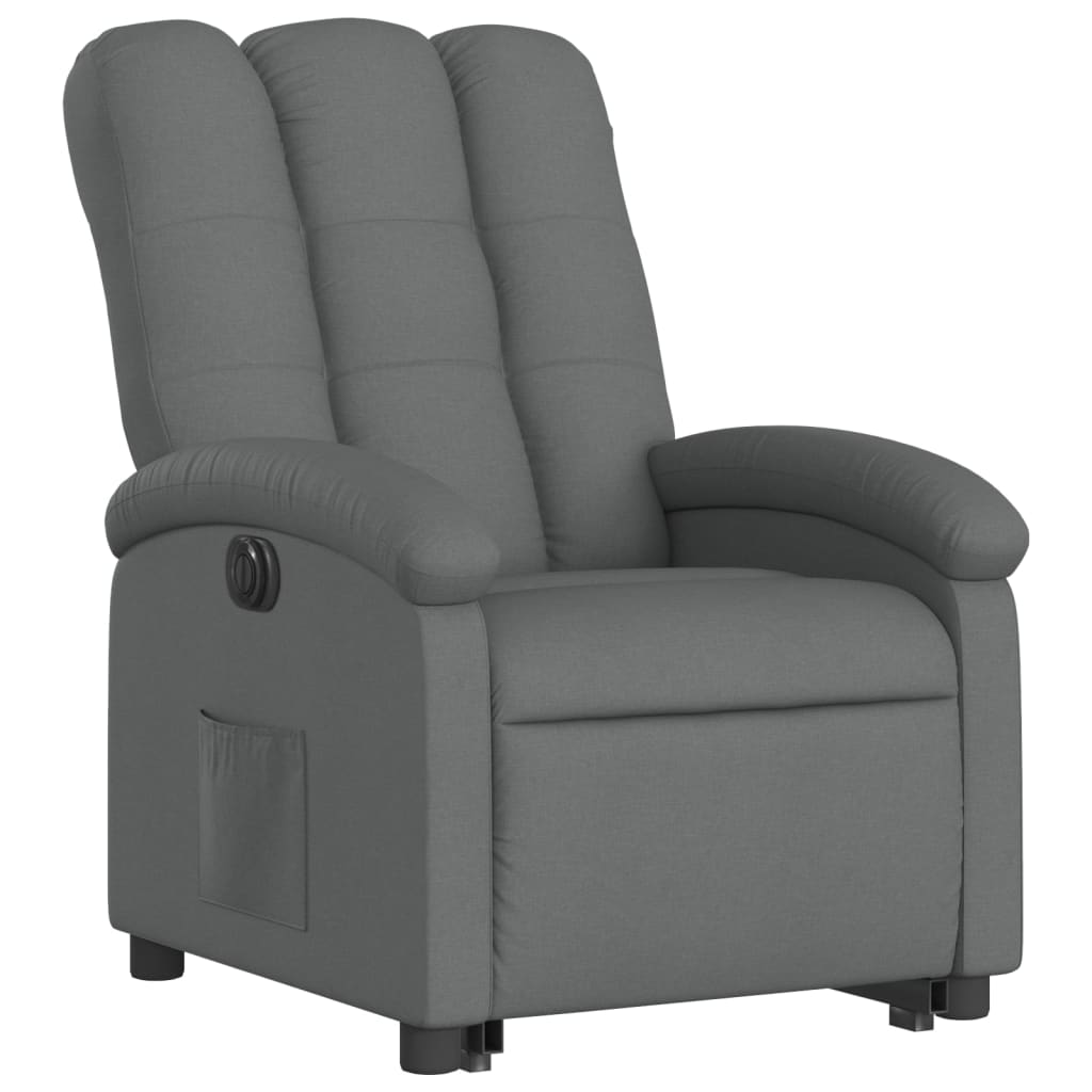 vidaXL Sillón eléctrico reclinable elevable de tela gris oscuro