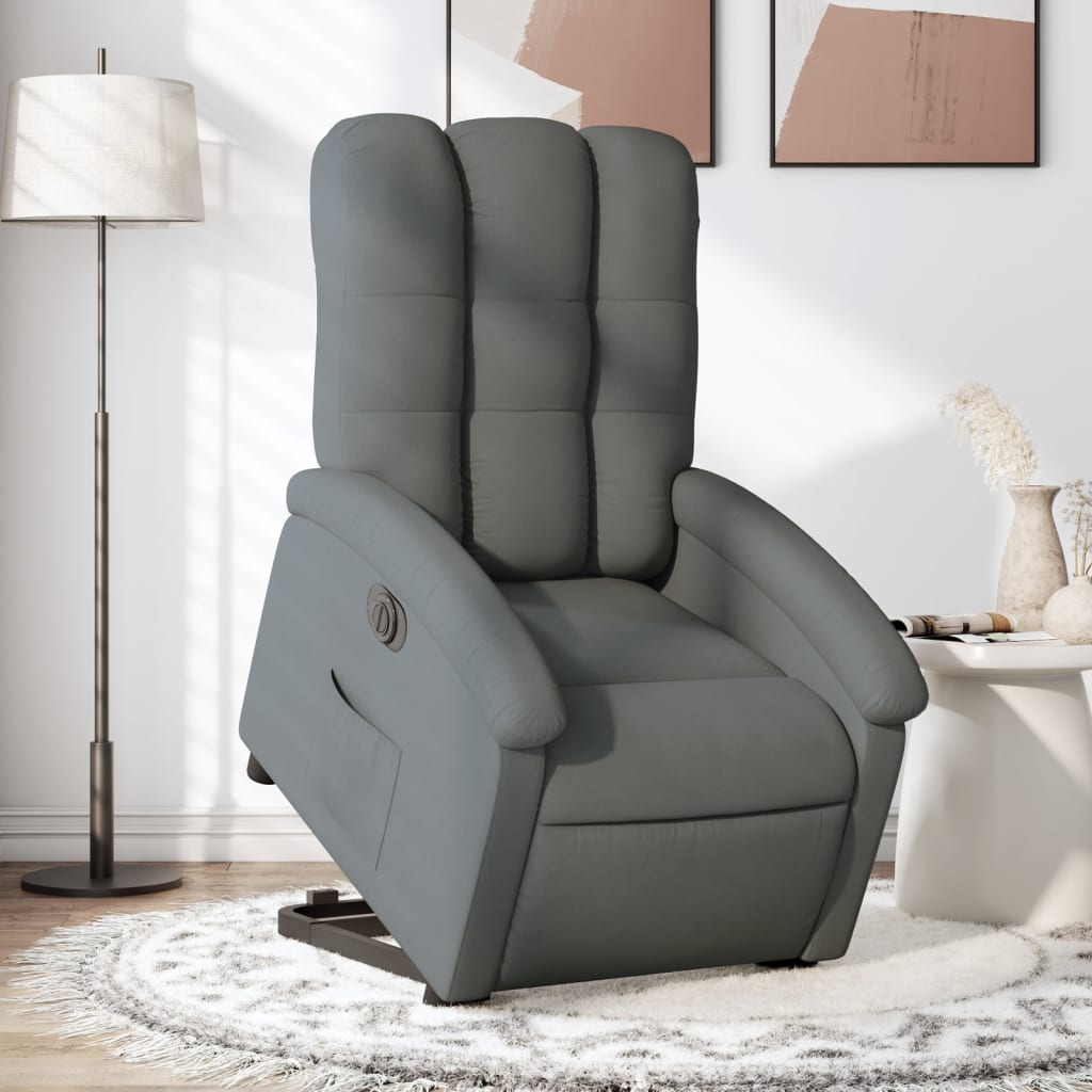 vidaXL Sillón eléctrico reclinable elevable de tela gris oscuro