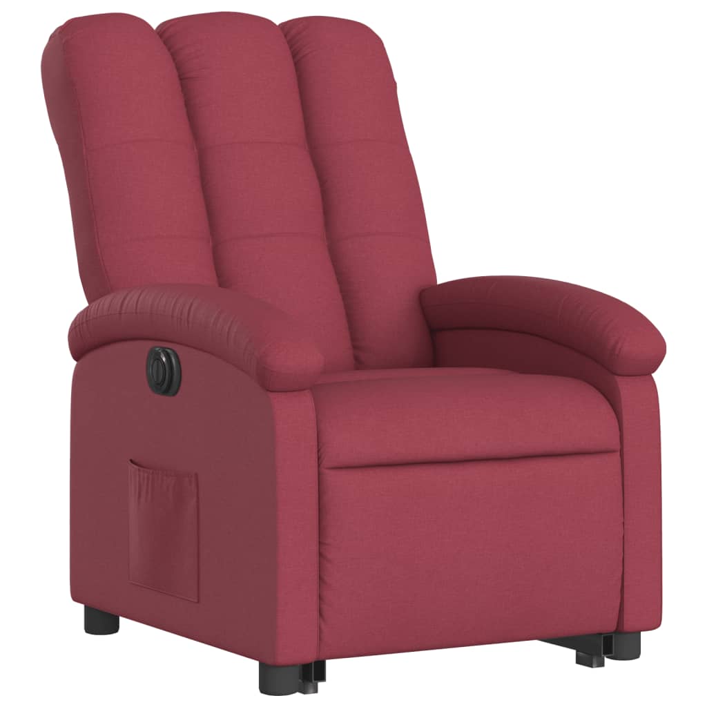 vidaXL Sillón eléctrico reclinable elevable de tela rojo tinto