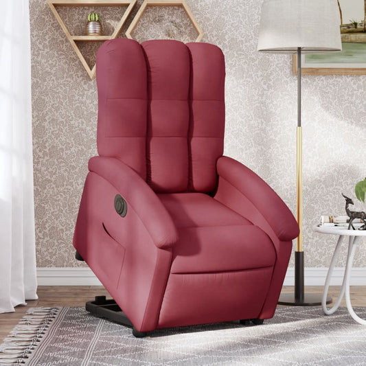 vidaXL Sillón eléctrico reclinable elevable de tela rojo tinto