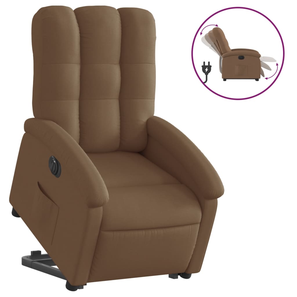 vidaXL Sillón eléctrico reclinable elevable de tela marrón