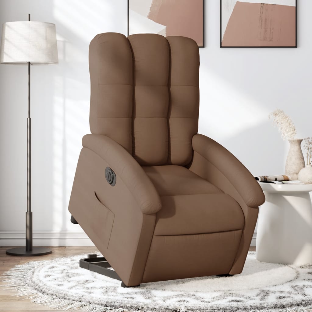 vidaXL Sillón eléctrico reclinable elevable de tela marrón