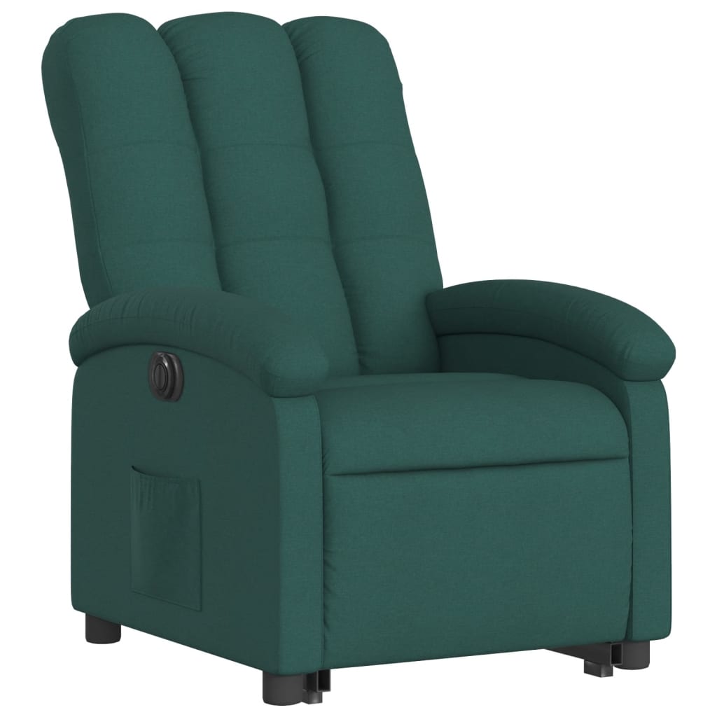 vidaXL Sillón eléctrico reclinable elevable de tela verde oscuro