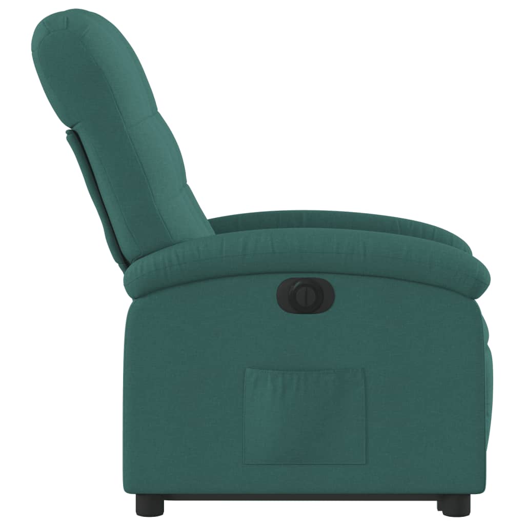 vidaXL Sillón eléctrico reclinable elevable de tela verde oscuro