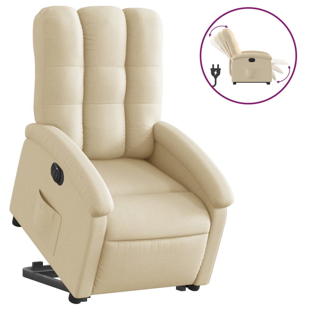 vidaXL Sillón eléctrico reclinable elevable de tela color crema