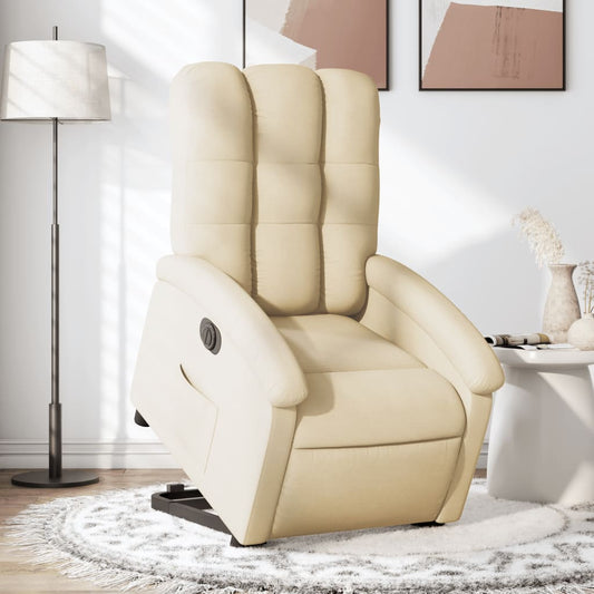 vidaXL Sillón eléctrico reclinable elevable de tela color crema