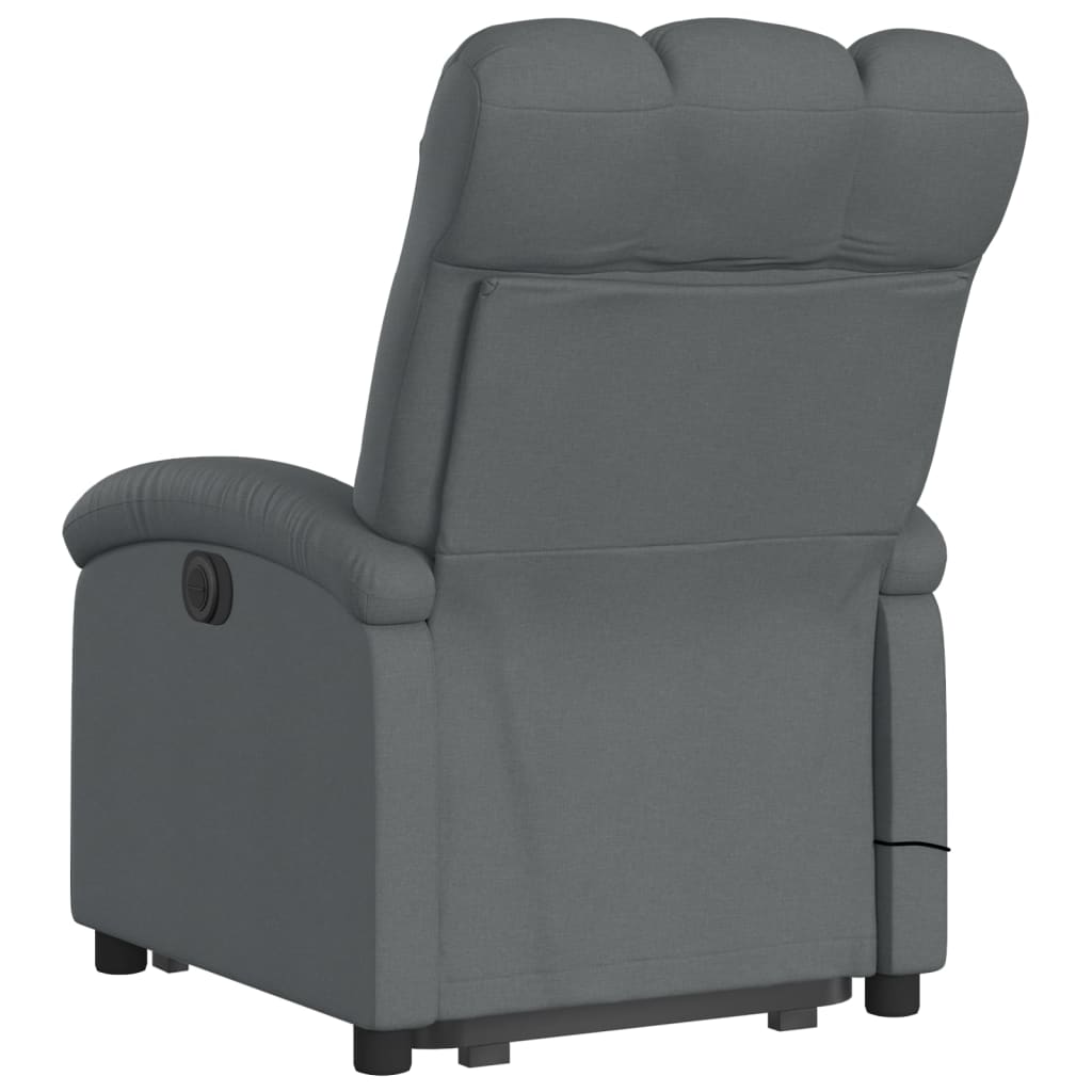 vidaXL Sillón de masaje eléctrico reclinable elevable tela gris oscuro