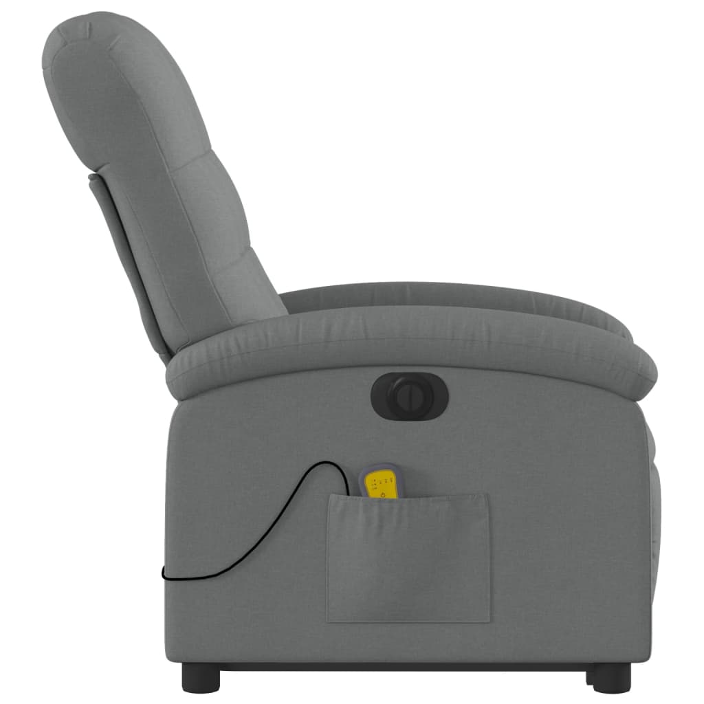 vidaXL Sillón de masaje eléctrico reclinable elevable tela gris oscuro