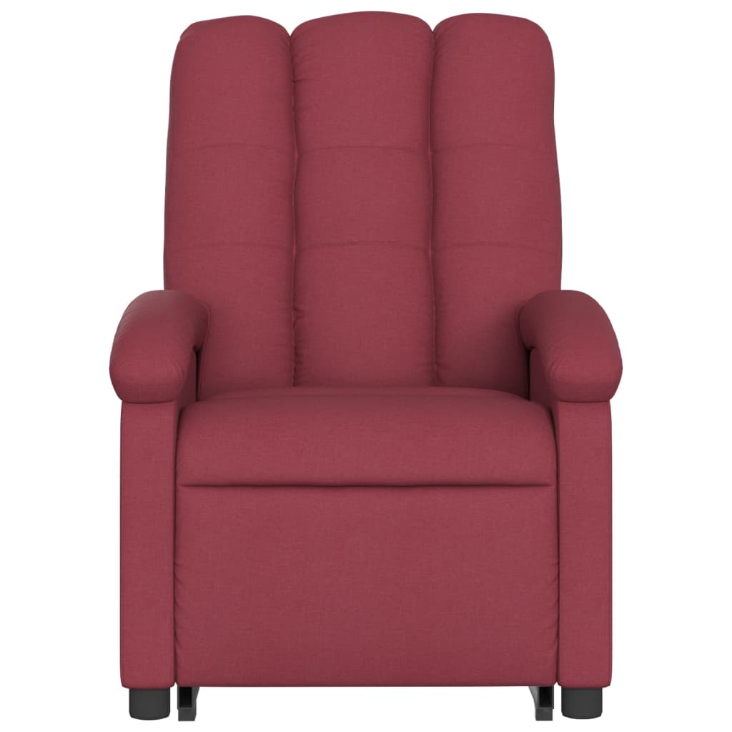 vidaXL Sillón de masaje elevable eléctrico tela rojo tinto