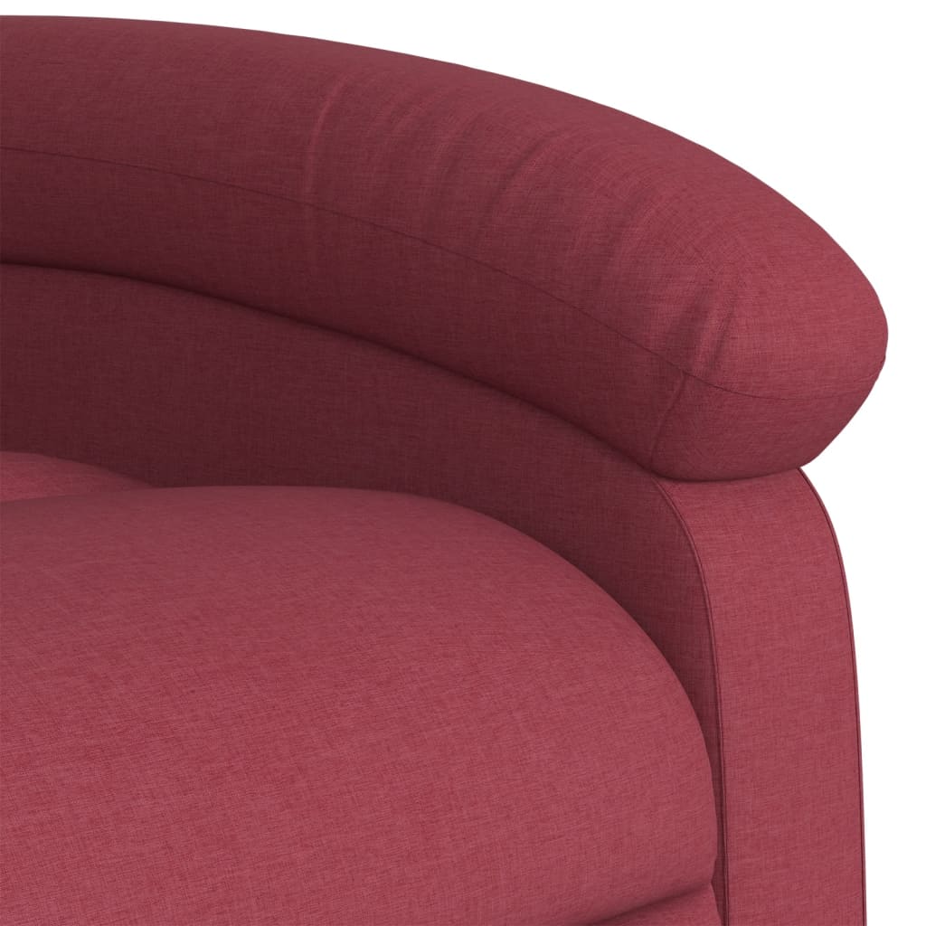 vidaXL Sillón de masaje elevable eléctrico tela rojo tinto