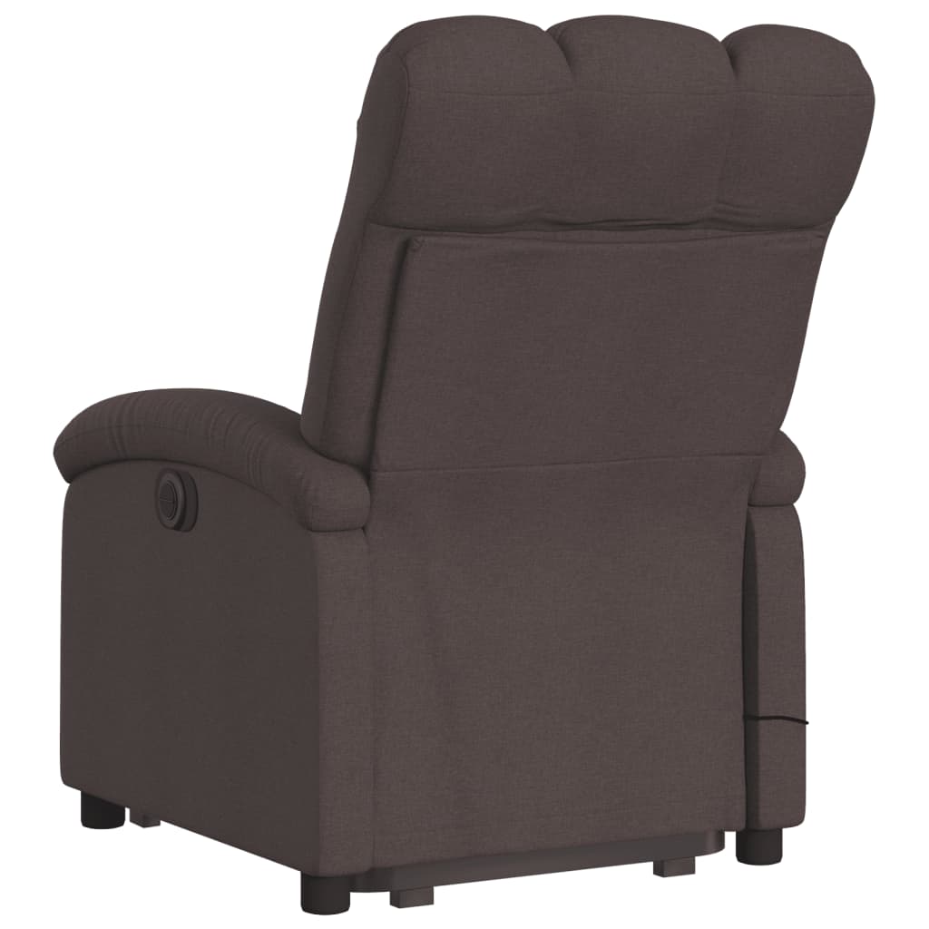 vidaXL Sillón masaje eléctrico reclinable elevable tela marrón oscuro