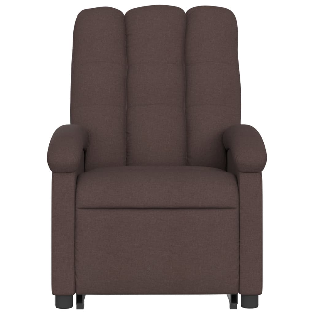 vidaXL Sillón masaje eléctrico reclinable elevable tela marrón oscuro