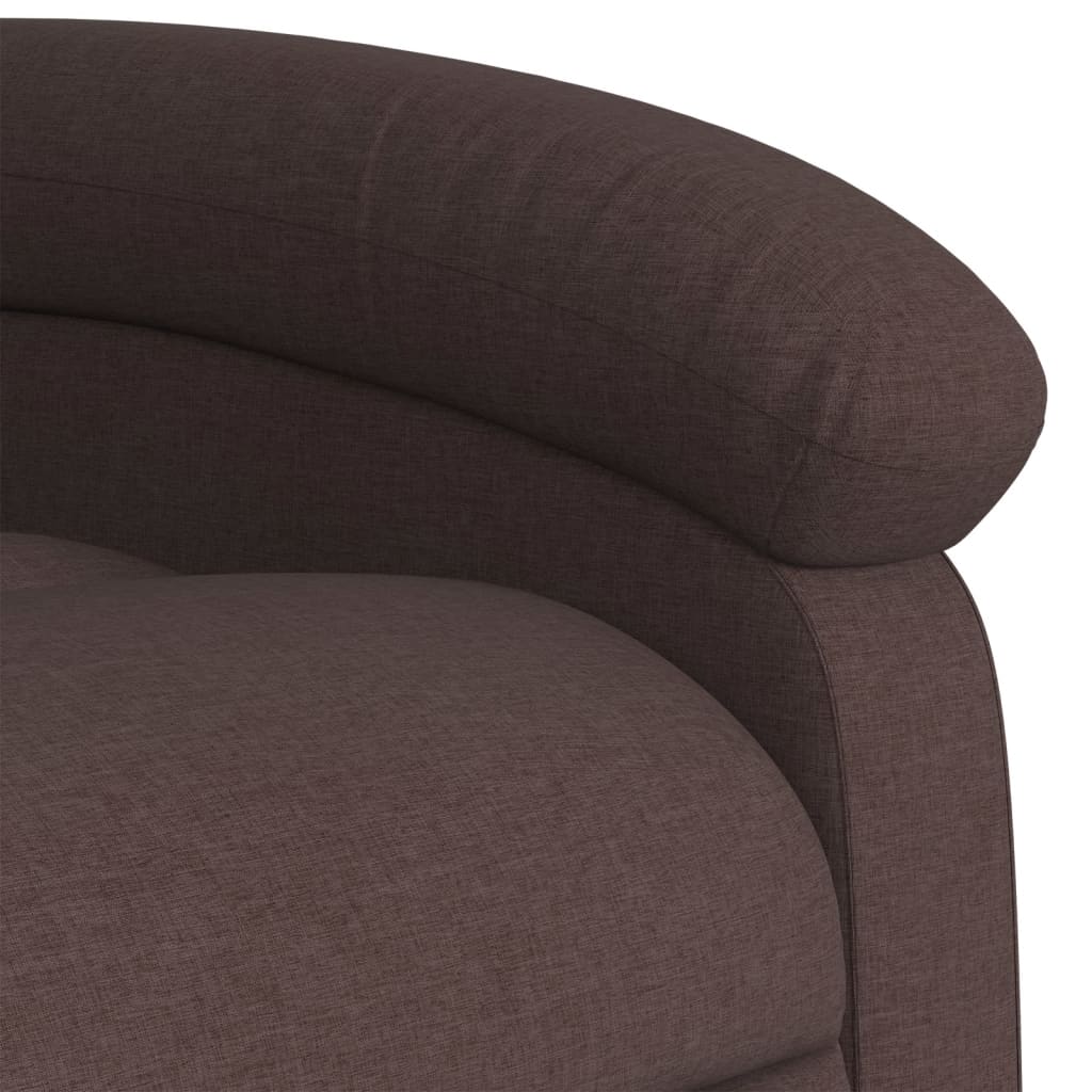 vidaXL Sillón masaje eléctrico reclinable elevable tela marrón oscuro