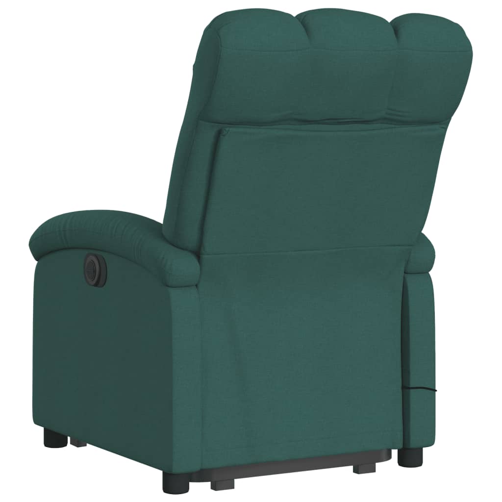 vidaXL Sillón masaje eléctrico reclinable elevable tela verde oscuro