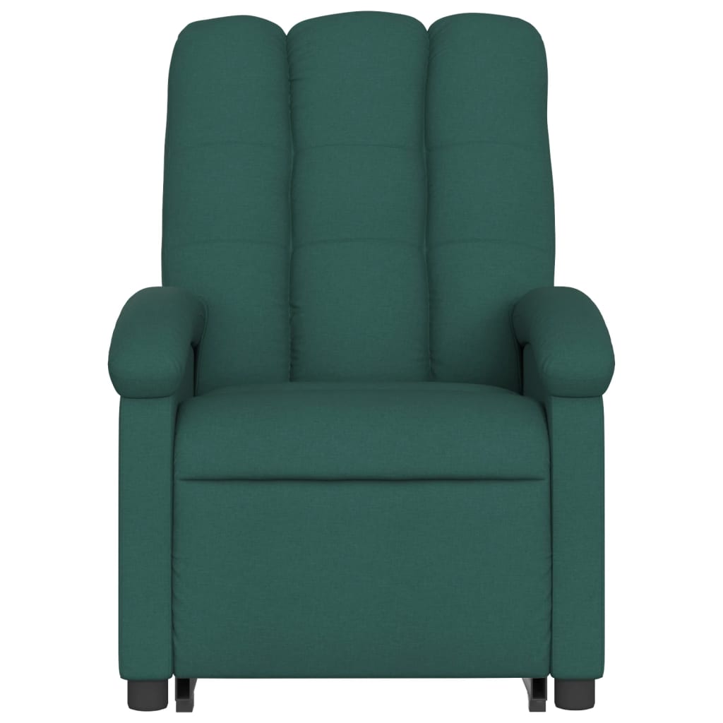 vidaXL Sillón masaje eléctrico reclinable elevable tela verde oscuro