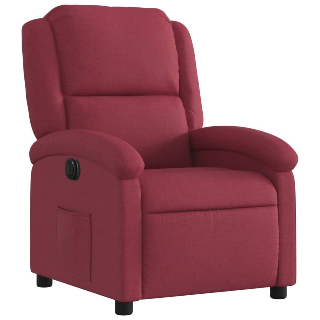 vidaXL Sillón reclinable eléctrico tela rojo tinto