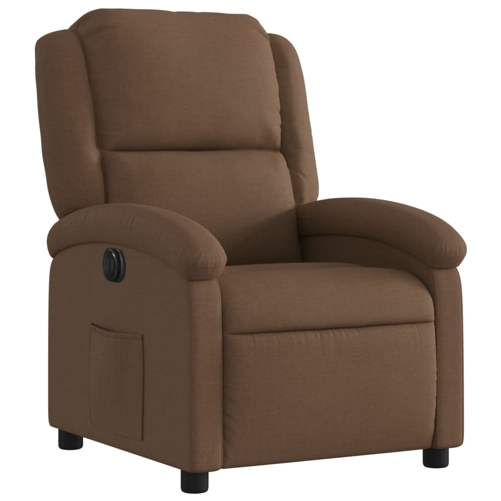 vidaXL Sillón reclinable eléctrico de tela marrón