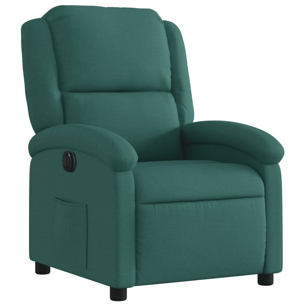 vidaXL Sillón reclinable eléctrico tela verde oscuro