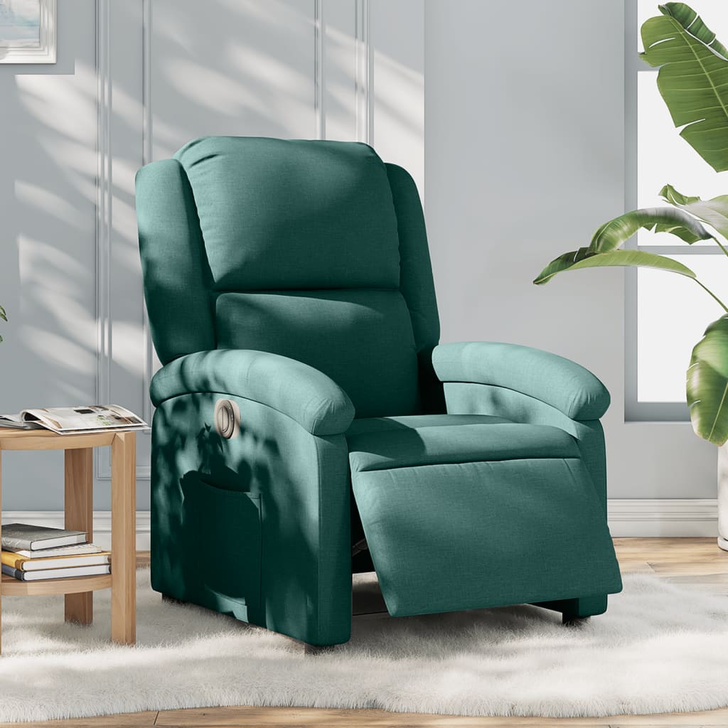 vidaXL Sillón reclinable eléctrico tela verde oscuro