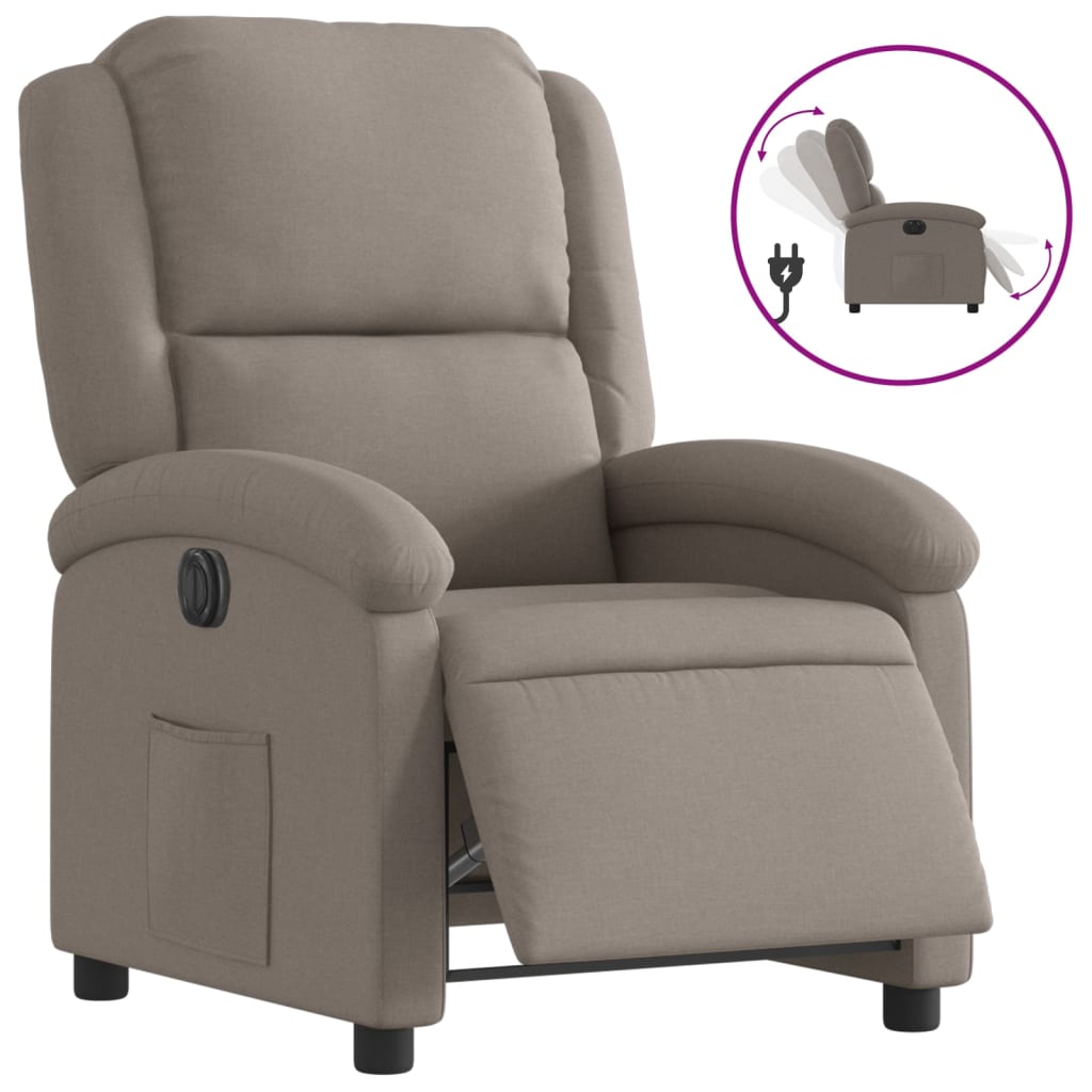 vidaXL Sillón reclinable eléctrico tela gris taupé