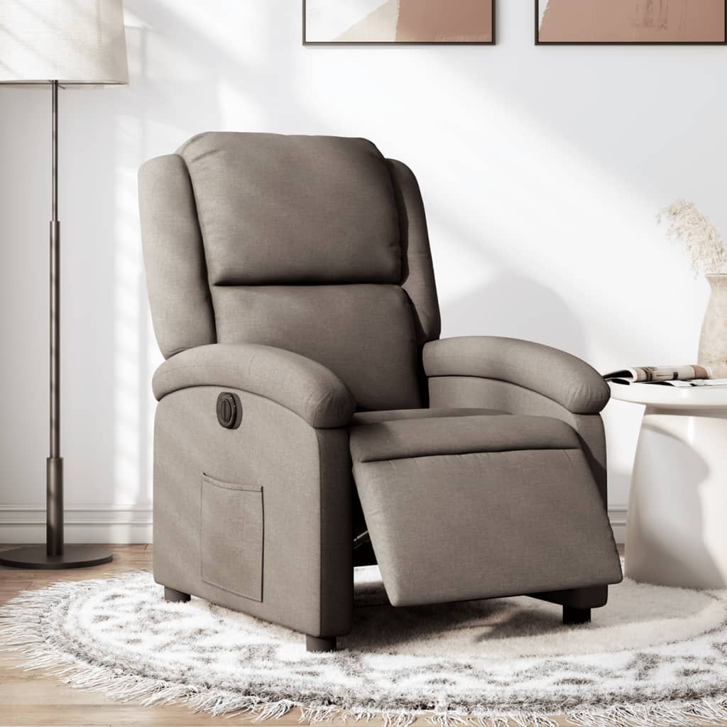 vidaXL Sillón reclinable eléctrico tela gris taupé