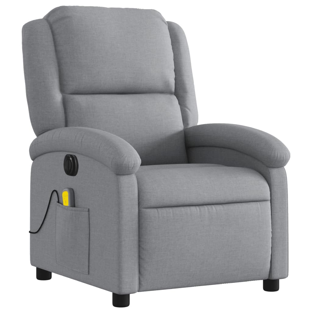 vidaXL Sillón reclinable de masaje eléctrico tela gris claro