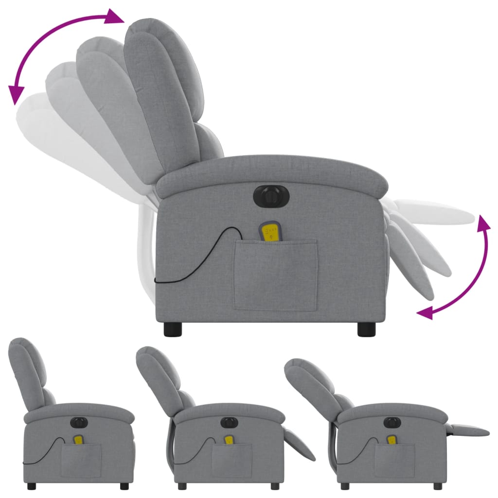 vidaXL Sillón reclinable de masaje eléctrico tela gris claro