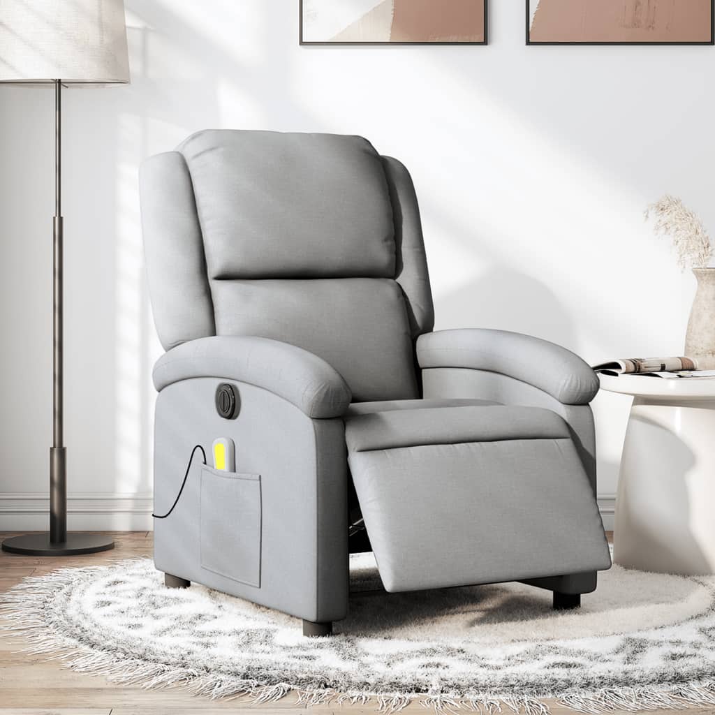 vidaXL Sillón reclinable de masaje eléctrico tela gris claro