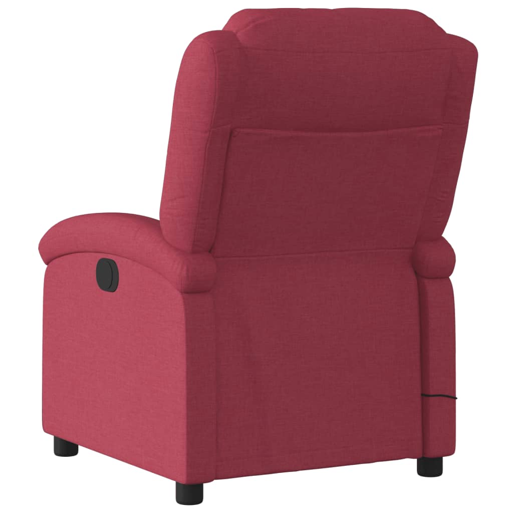 vidaXL Sillón de masaje reclinable eléctrico tela rojo tinto