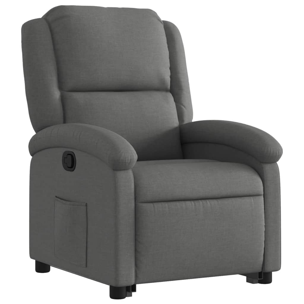 vidaXL Sillón reclinable elevable de tela gris oscuro