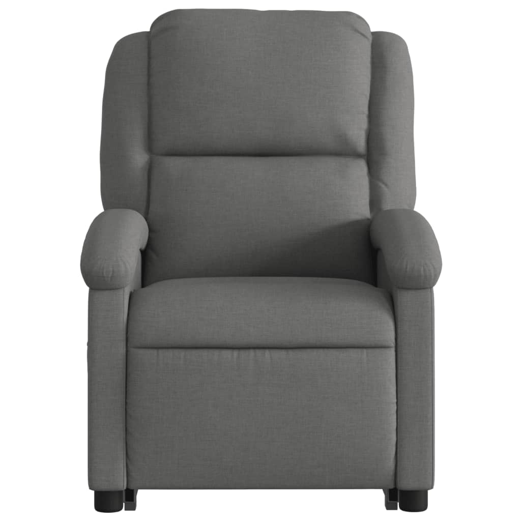 vidaXL Sillón reclinable elevable de tela gris oscuro