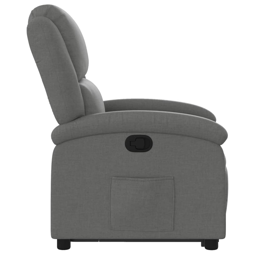 vidaXL Sillón reclinable elevable de tela gris oscuro