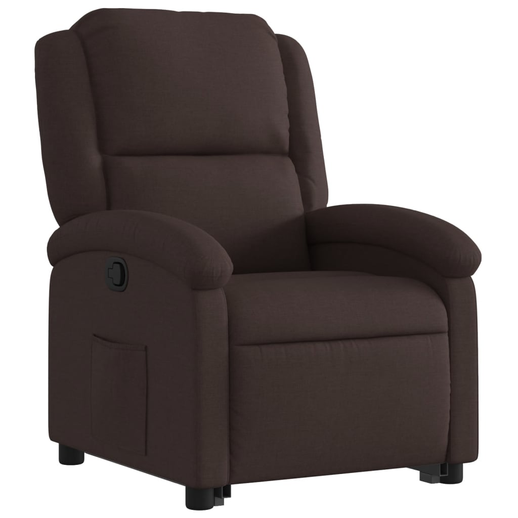 vidaXL Sillón reclinable elevable tela marrón oscuro