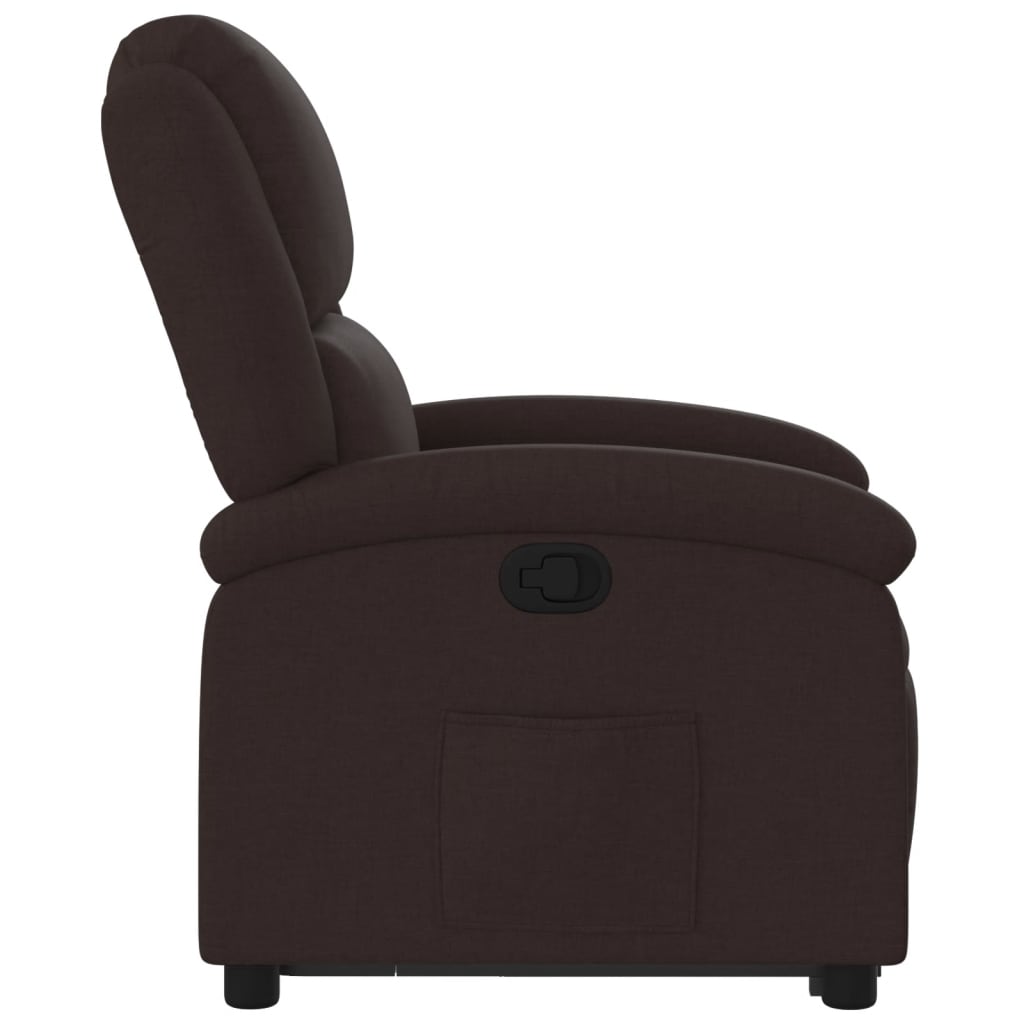 vidaXL Sillón reclinable elevable tela marrón oscuro