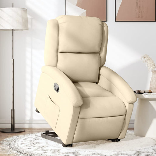 vidaXL Sillón reclinable elevable de tela color crema