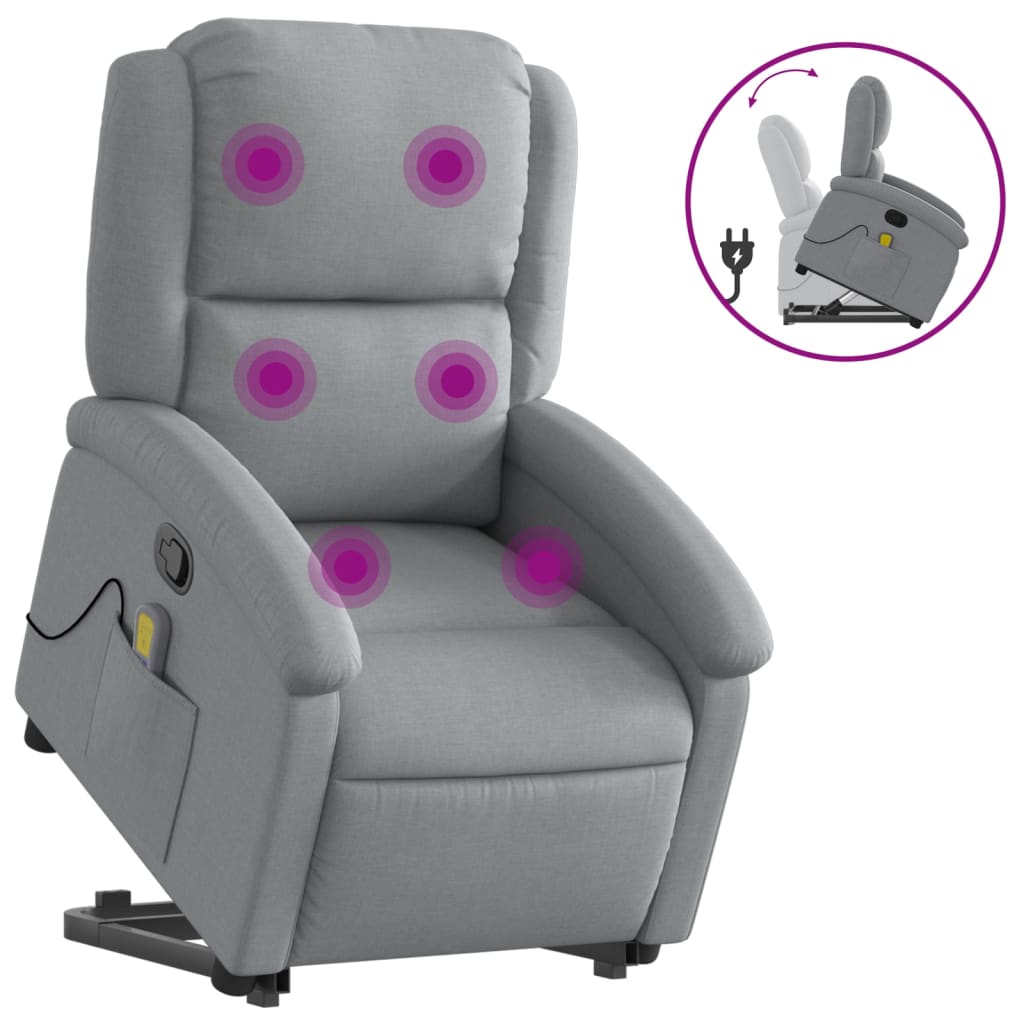 vidaXL Sillón de masaje reclinable de pie de tela gris claro