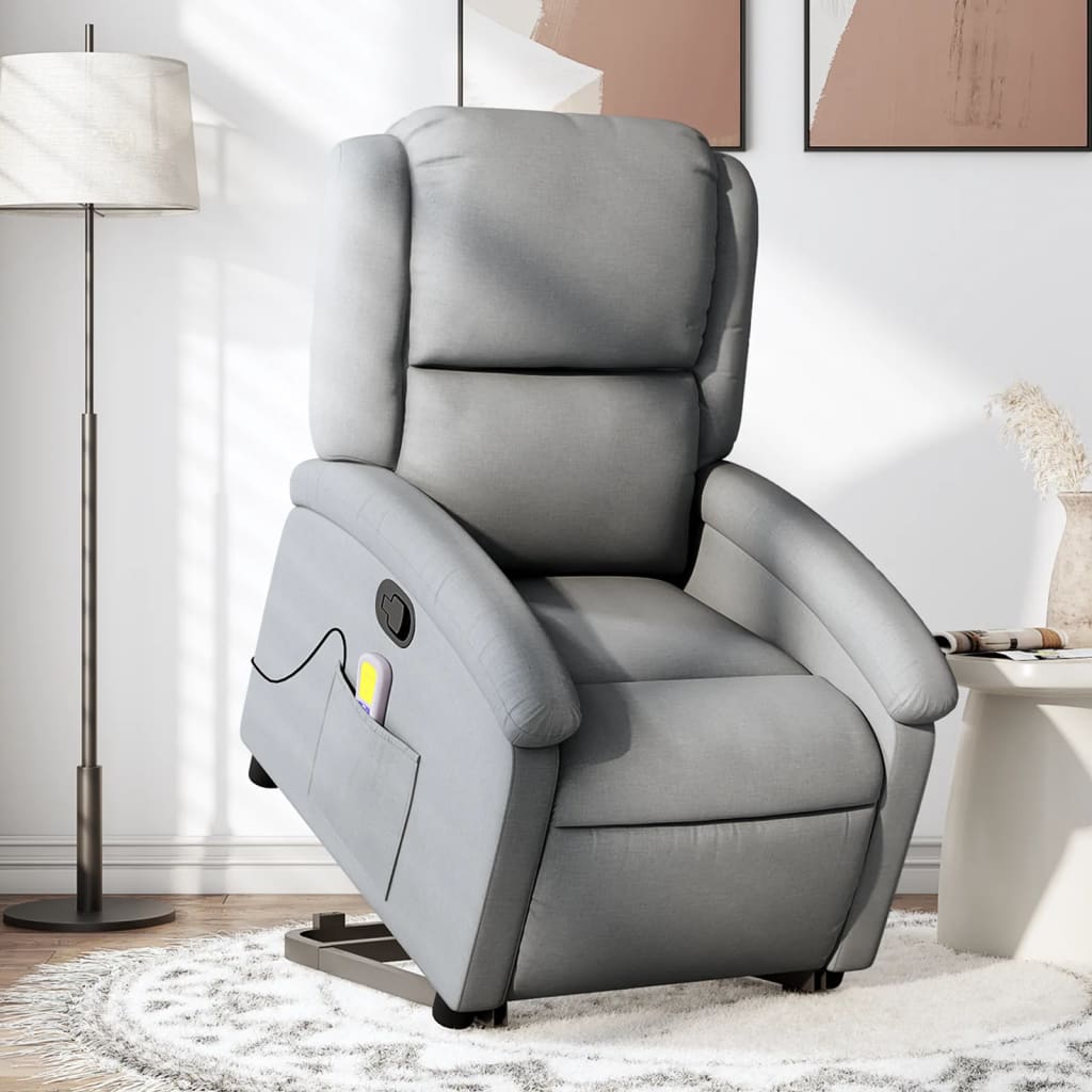 vidaXL Sillón de masaje reclinable de pie de tela gris claro