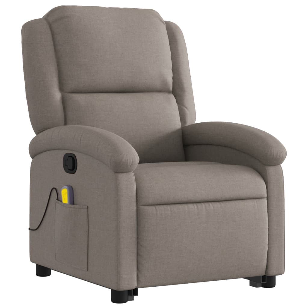 vidaXL Sillón reclinable de masaje elevable tela gris taupé