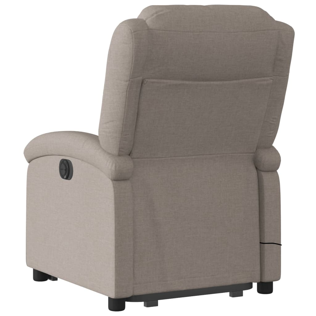 vidaXL Sillón reclinable de masaje elevable tela gris taupé