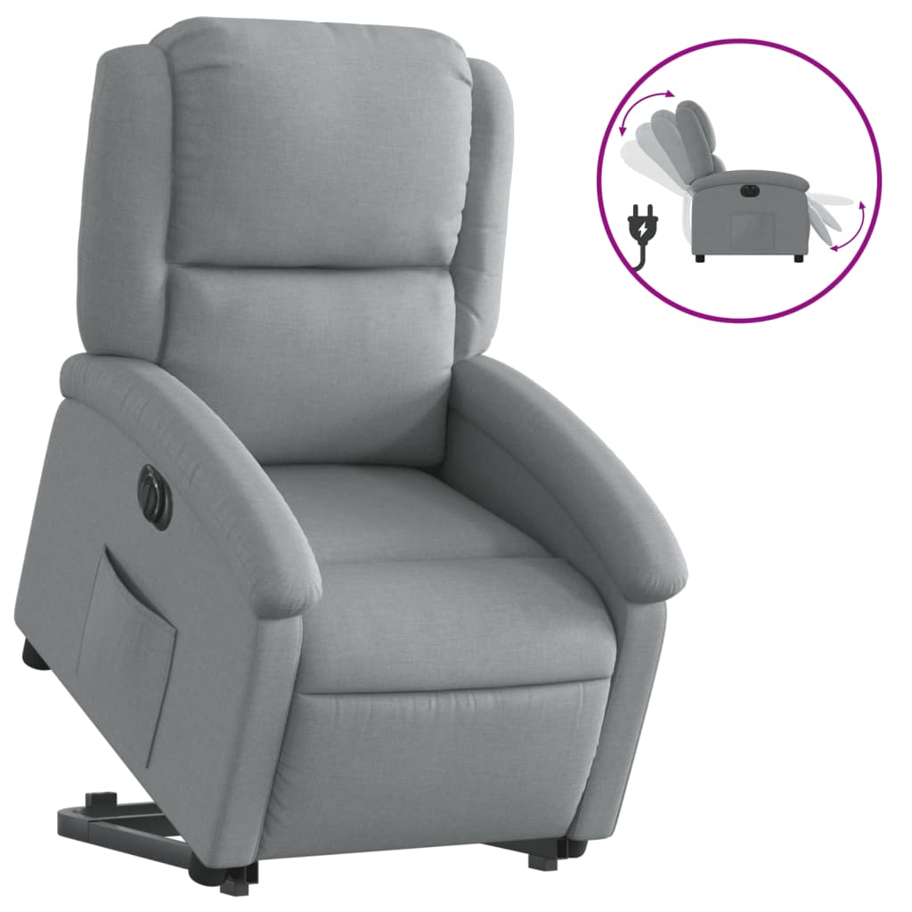 vidaXL Sillón eléctrico reclinable elevable de tela gris claro