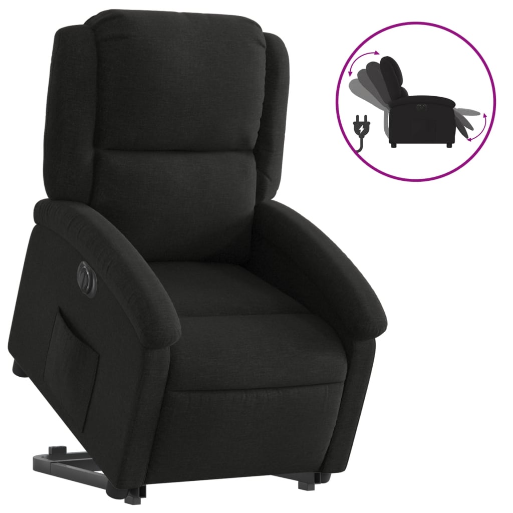 vidaXL Sillón eléctrico reclinable elevable de tela negro