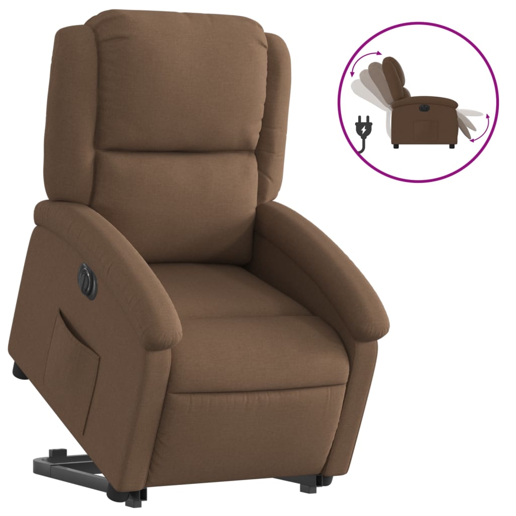 vidaXL Sillón eléctrico reclinable elevable de tela marrón