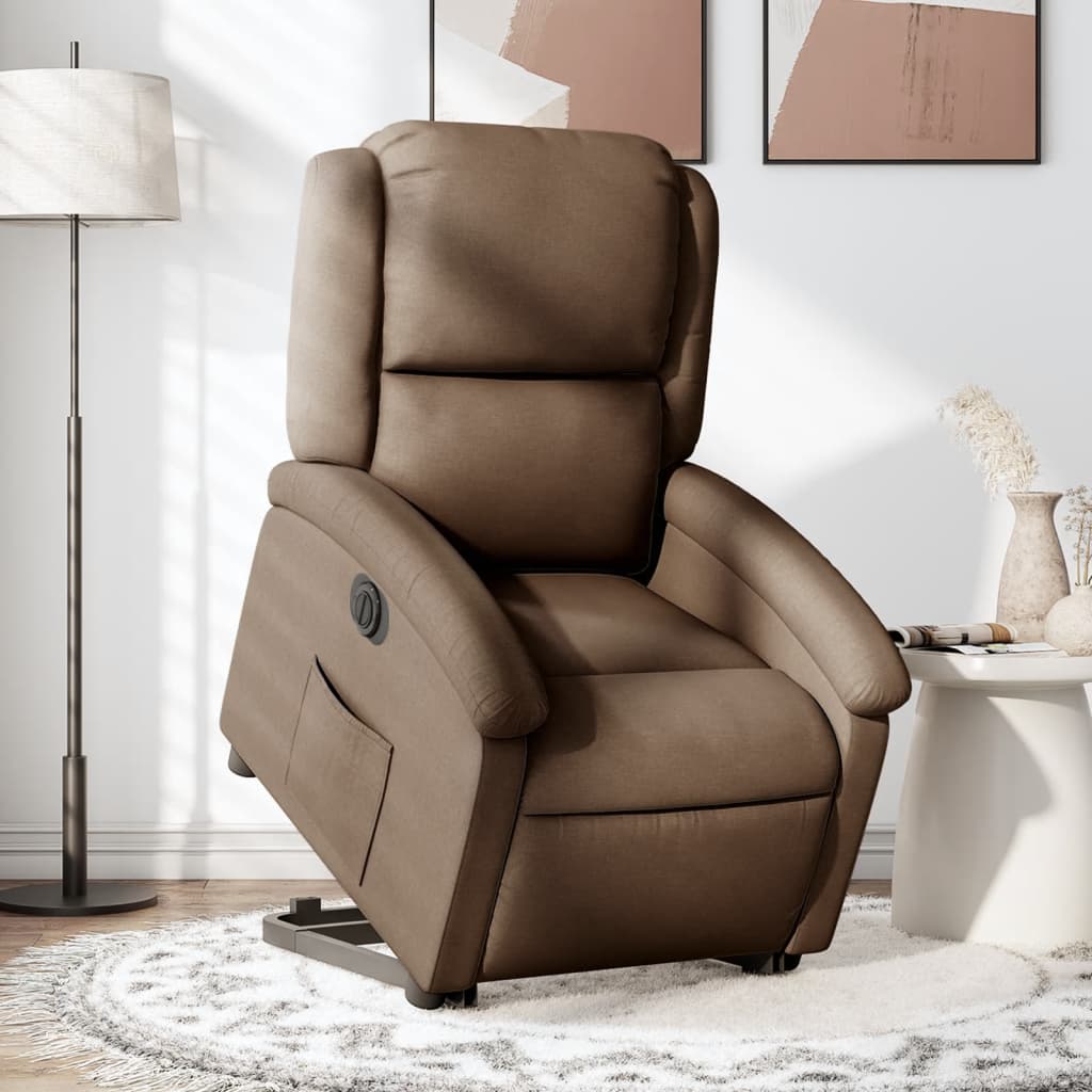 vidaXL Sillón eléctrico reclinable elevable de tela marrón