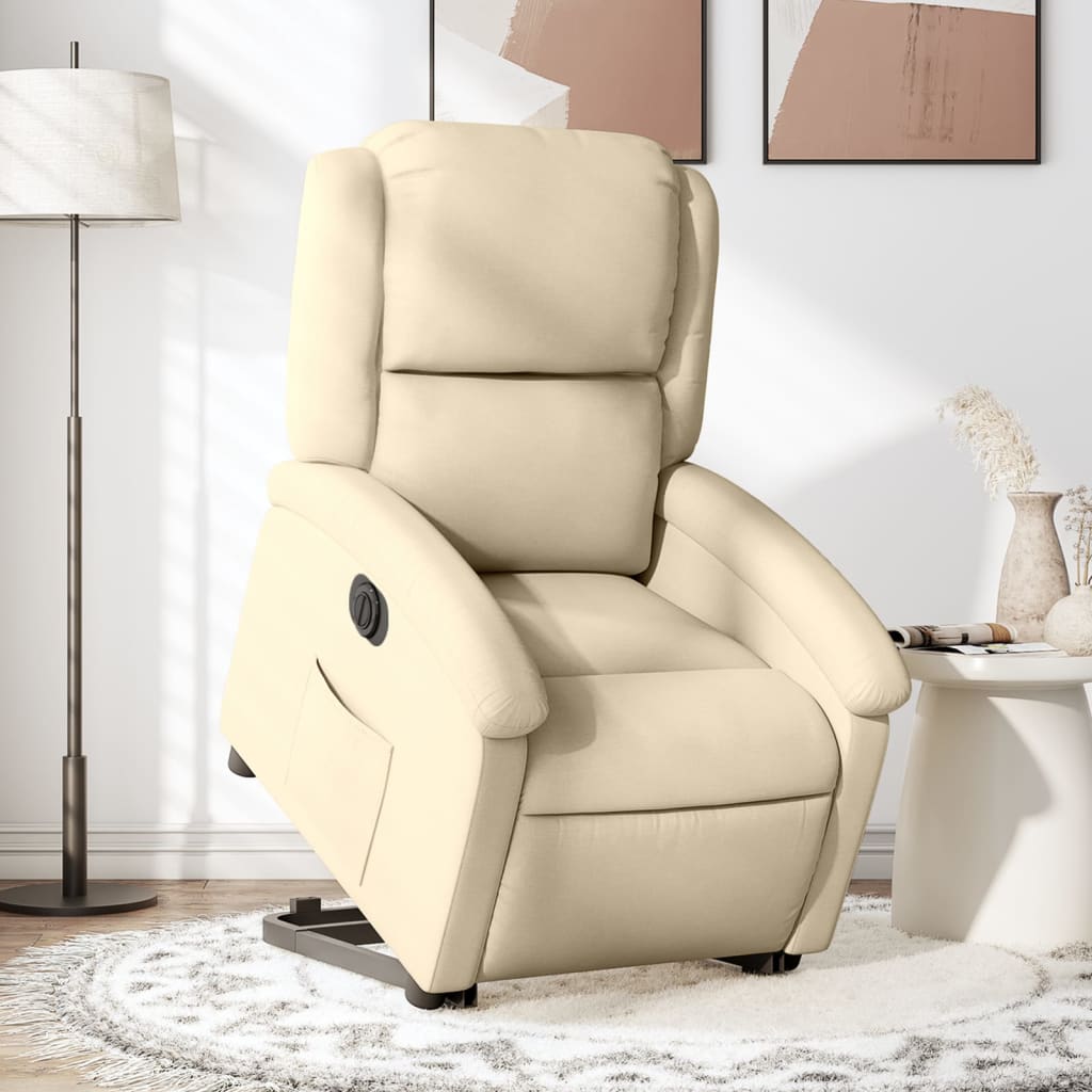 vidaXL Sillón eléctrico reclinable elevable de tela color crema