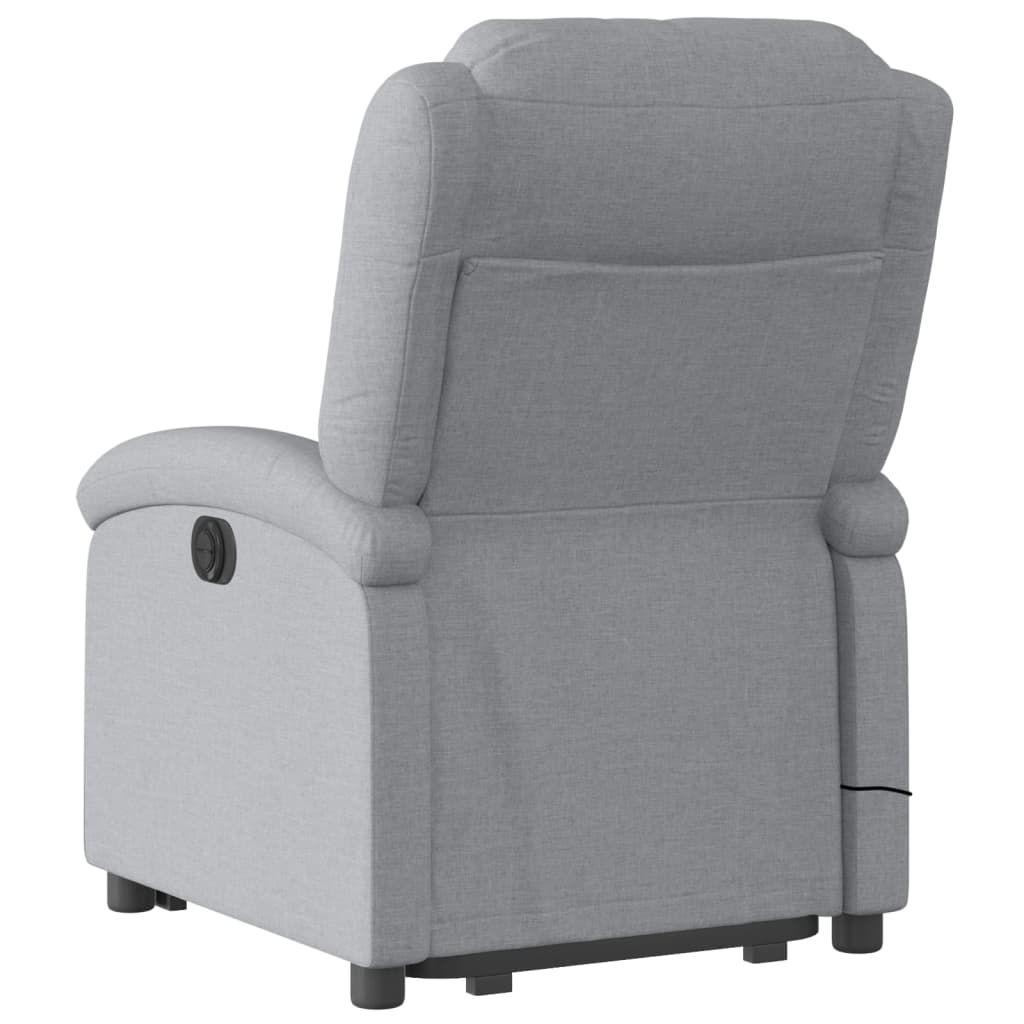 vidaXL Sillón de masaje eléctrico reclinable elevable tela gris claro