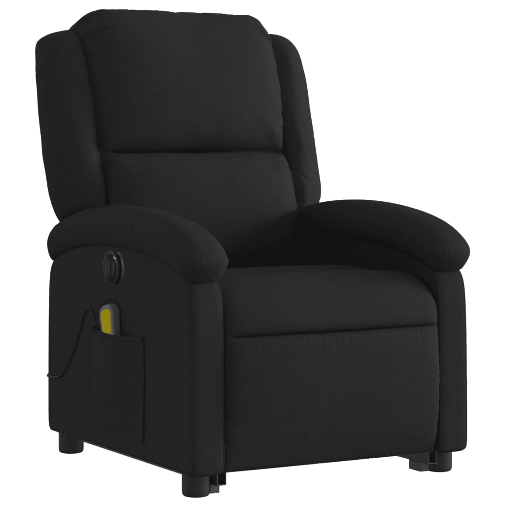 vidaXL Sillón de masaje eléctrico reclinable elevable tela negro