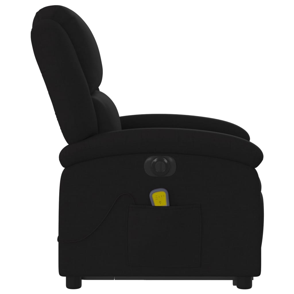 vidaXL Sillón de masaje eléctrico reclinable elevable tela negro