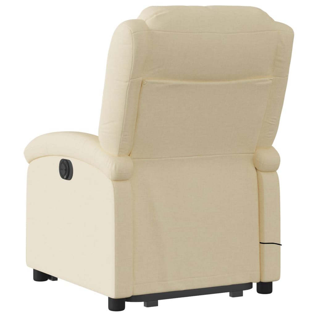 vidaXL Sillón de masaje eléctrico reclinable elevable tela crema